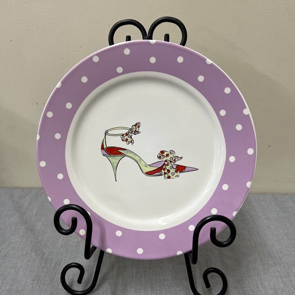 Rosanna High Heel Shoes w/ polka dot 8" Desert/Salad Plates Set of 4 FS Charity - Picture 5 of 7